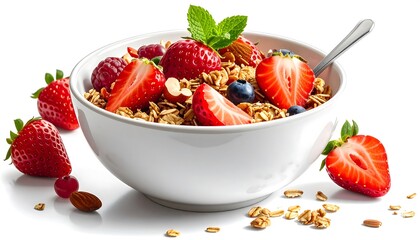 Healthy Breakfast Bowl with Fresh Berries and Granola.
