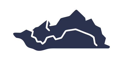 Mountain silhouette with path