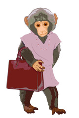 Girl monkey wearing a pink dress