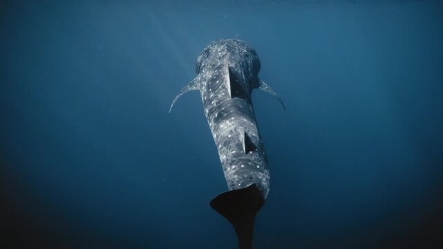 The whale shark swimming underwater