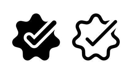 Tick and verified account badge icon. Checklist sign. Checkmark symbol
