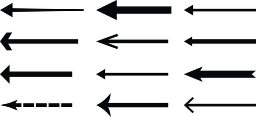 Set of arrow icon. Simple straight arrow mark icons. Group of pointer. Direction indicators. Arrow icon collection. Set different arrows or web design. Arrow flat style