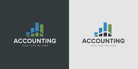 Accounting with bar chart and text on dark and light backgrounds dark background
