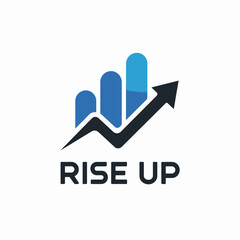 Blue and black upward arrow with rise up text