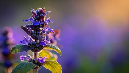 Close-up of a vibrant purple flower with soft bokeh background.