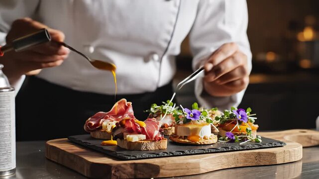 Chef preparing gourmet appetizers