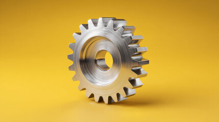 High-Resolution Steel Gear on Bright Background for Industrial Use
