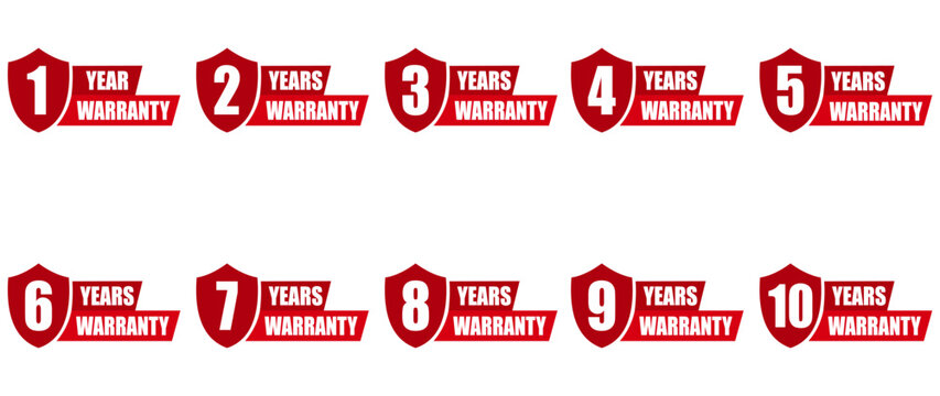 1&ndash;10 Years Warranty Stamp Icon Badge Stock Illustration