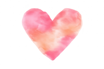 Watercolor Heart in Pink and Peach with a transparent background image