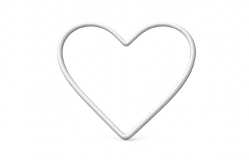 Outline of a white heart shape on a transparent background render style