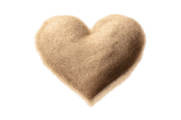 Beige heart-shaped cushion on transparent background, love symbol art