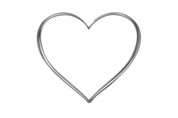 Hand Drawn Style Heart Outline on transparent background for graphic design