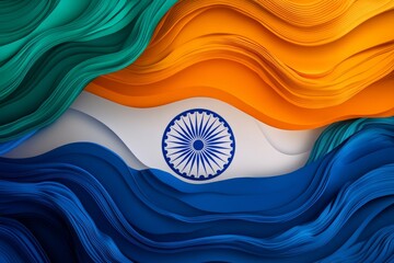 Abstract and colorful image of the Indian flag displayed with a mesmerizing swirl pattern backdrop.