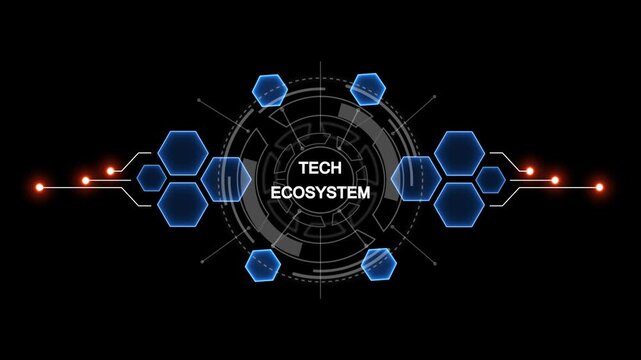 Global network connection concept digital technology tech ecosystem business finance security innovation teamwork success data analysis machine learning artificial intelligence. 4k video 