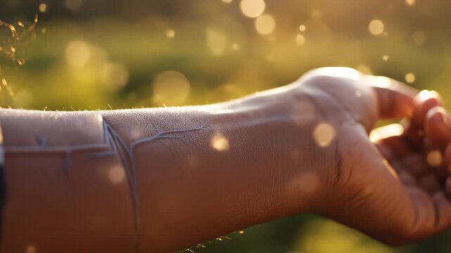 Human arm with vein pattern in natural light