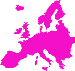 Pink Filled Map of Europe Silhouette