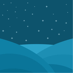 Starry Night Over Blue Rolling Hills Illustration