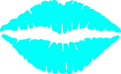 Turquoise Lip Print Kiss Mark Illustration