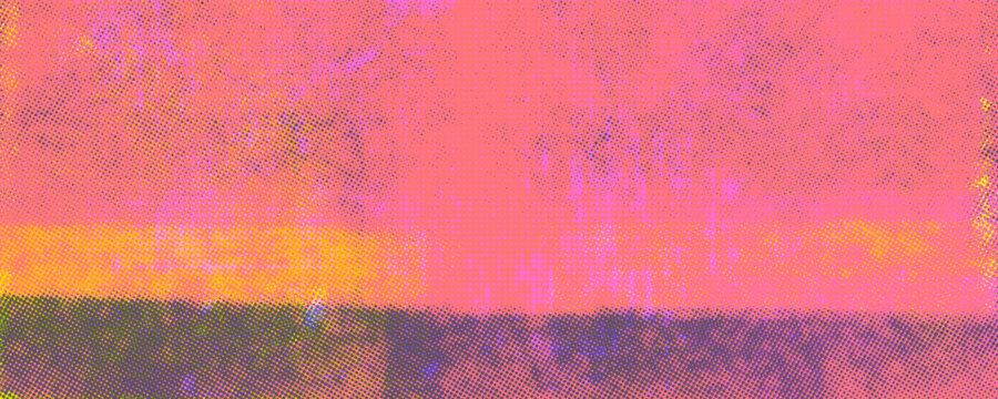 Bright pink riso print texture background with linocut print effect. Hand drawn block ink printing with halftone and distress texture. Colorful retro grunge background overlay with text place.