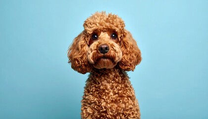 A Portrait of a Cute Toy Poodle Dog with Curly Brown Fur.