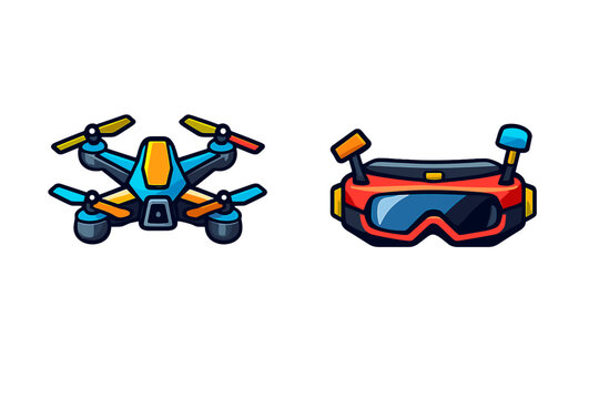 Drone and FPV Goggles Icon Set