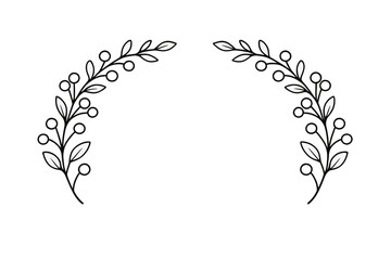 Obraz premium Arch of leaves and berries on a dark background