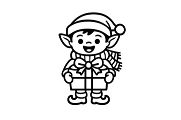 Cute Christmas Elf Holding a Gift