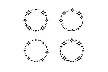 Obraz premium Four circular frames with stars and dots