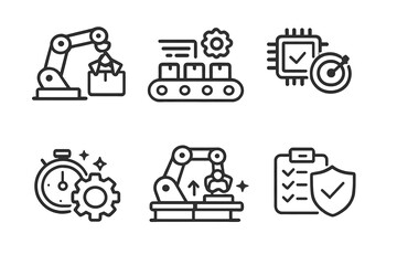 Industrial automation icons set