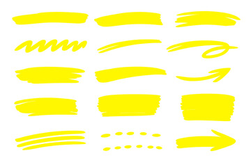 Obraz premium Yellow brush strokes and shapes with a neon glow