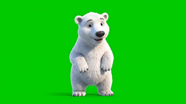 Animated Polar Bear Dancing on Green Screen