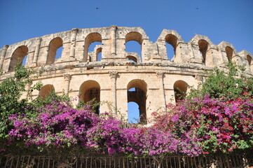 The Amphitheater of El-Djem, the second largest historic amphitheater in the world, built by the Romans in the 3rd century AD. Africa, Tunisia,