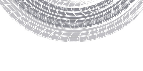 Tire track. Car, bike, motorcycle tyre mark with grunge effect isolated on white background.