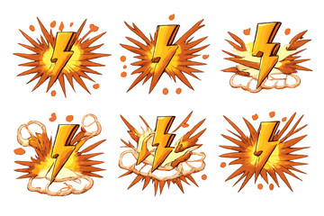 Obraz premium Lightning Bolt Explosions with Smoke
