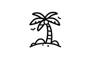 Simple black line art palm tree on a gradient background