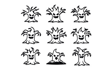 Spooky Halloween Tree Illustrations