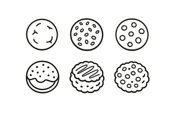 Six round cookies in a 2x3 grid against a beige background