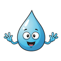 Joyful blue water drop character greeting