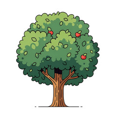 Vibrant apple tree with lush green leaves and red apples