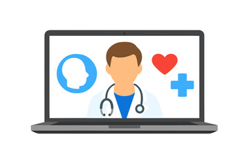 Online Doctor Consultation Laptop Screen