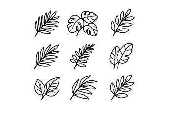 Obraz premium Monochromatic Leaf Icons Set