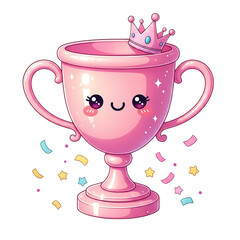 Adorable pink trophy with crown and stars