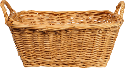 Empty wicker basket on white background