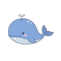 Adorable cartoon whale floating in serene waters