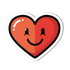 Cheerful heart shaped sticker with smiling face