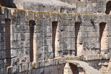 The Amphitheater of El-Djem, the second largest historic amphitheater in the world, built by the Romans in the 3rd century AD. Africa, Tunisia,