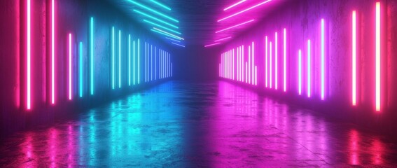 Striking glowing arrows create a dynamic visual experience in a virtual reality setting.