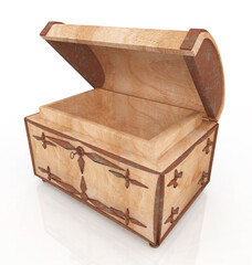 Schatztruhe vor wei&szlig;em Hintergrund