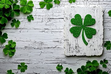 Aerial perspective of a Saint Patrick's Day backdrop featuring a shamrock.