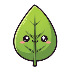 Whimsical green leaf with expressive face